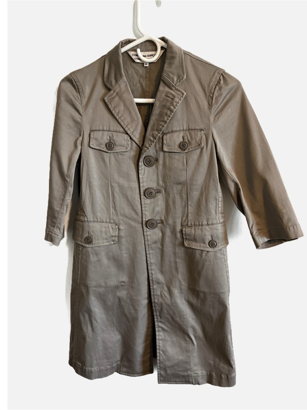 COMME‎ des Garcons Cotton-Blend Gray Trench Coat